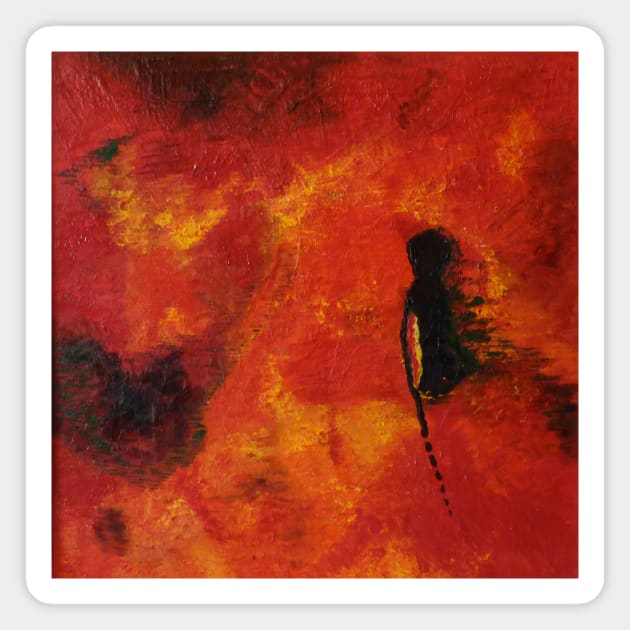 Red Abstract Magnet by PaintingsbyArlette